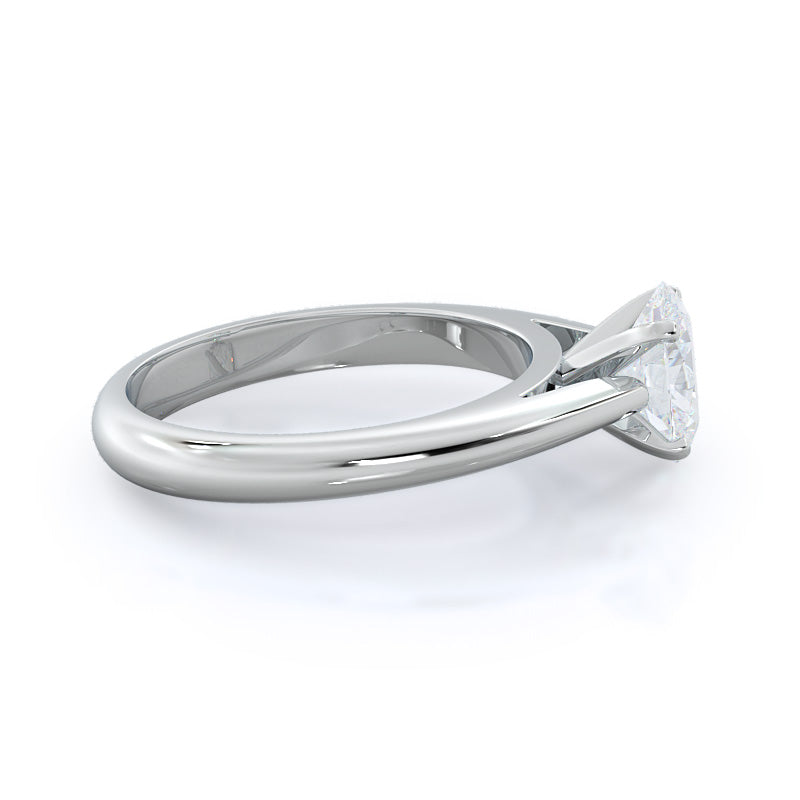 Oval Cut Tapered Cathedral Solitaire Engagement Ring with Lab Grown Diamond in 14KT Platinum view 3
