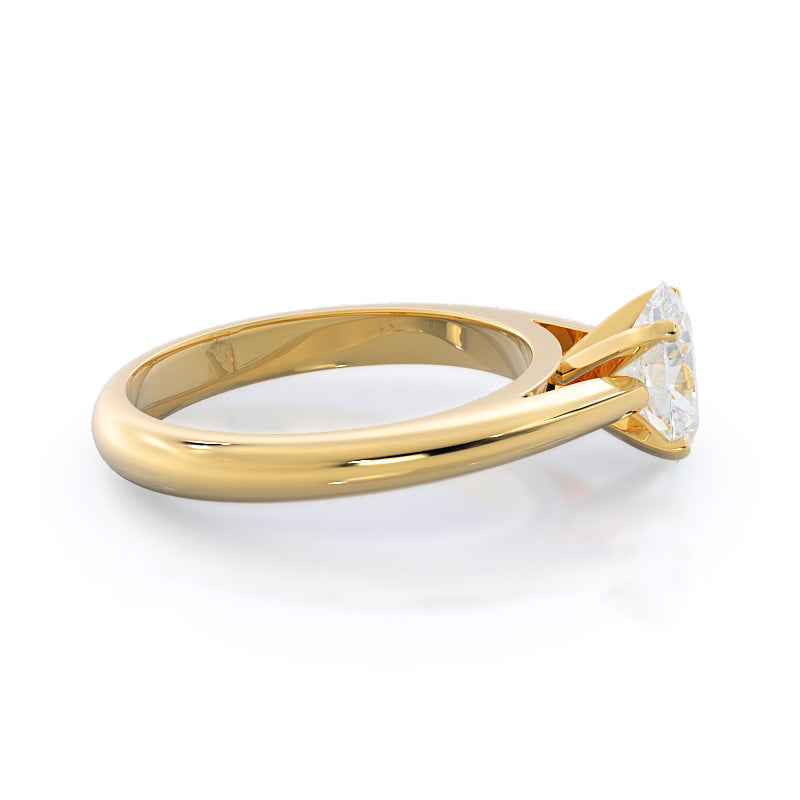 Oval Cut Tapered Cathedral Solitaire Engagement Ring with Lab Grown Diamond in 14KT Yellow Gold view 3
