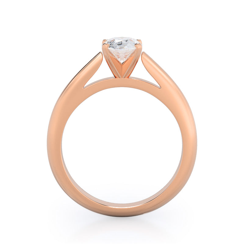 Pear Cut Tapered Cathedral Solitaire Engagement Ring with Lab Grown Diamond in 14KT Rose Gold view 2
