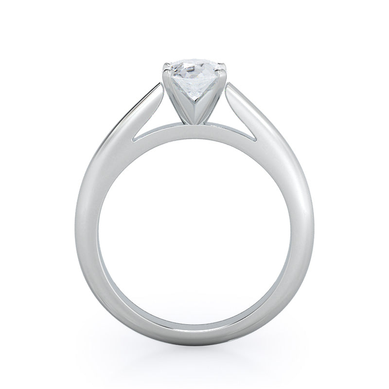 Tapered Cathedral Solitaire Engagement Ring with Pear Cut Diamond in 14KT Platinum view 2
