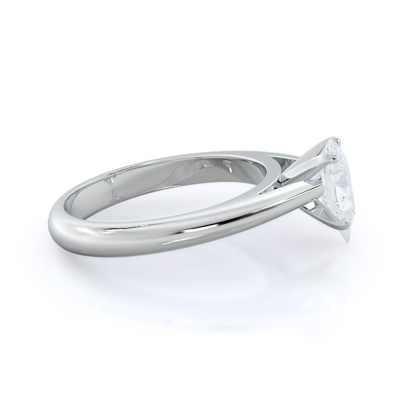 Pear Cut Tapered Cathedral Solitaire Engagement Ring with Lab Grown Diamond in 14KT Platinum view 3
