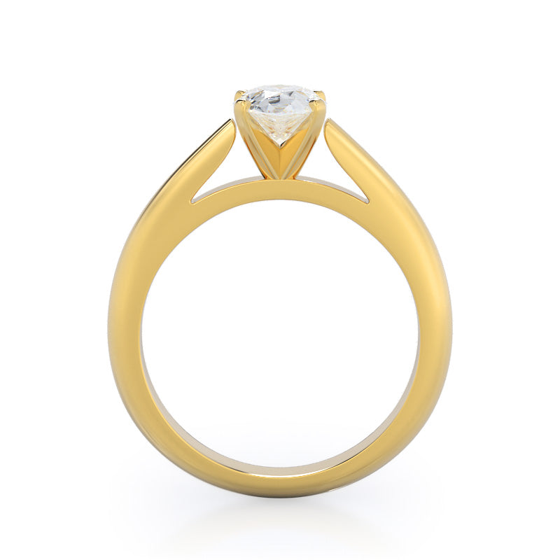 Pear Cut Tapered Cathedral Solitaire Engagement Ring with Lab Grown Diamond in 14KT Yellow Gold view 2
