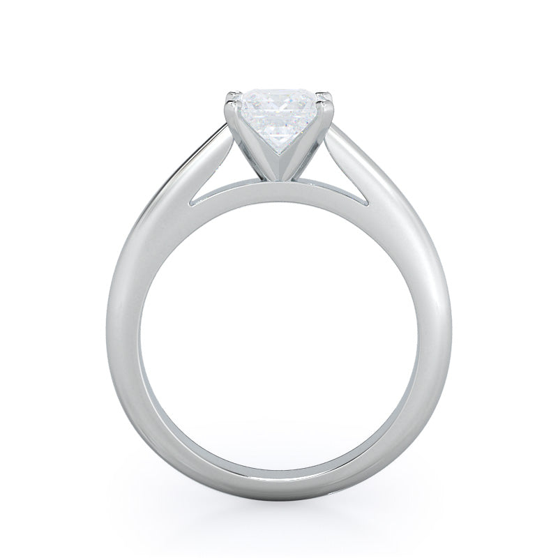Princess Cut Tapered Cathedral Solitaire Engagement Ring with Lab Grown Diamond in 14KT Platinum view 2
