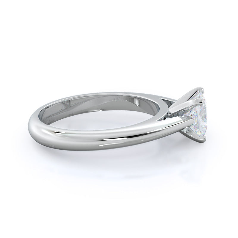 Princess Cut Tapered Cathedral Solitaire Engagement Ring with Lab Grown Diamond in 14KT Platinum view 3
