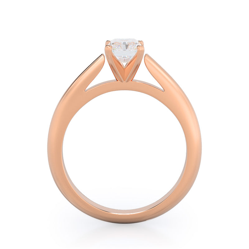 Radiant Cut Tapered Cathedral Solitaire Engagement Ring with Lab Grown Diamond in 14KT Rose Gold view 2
