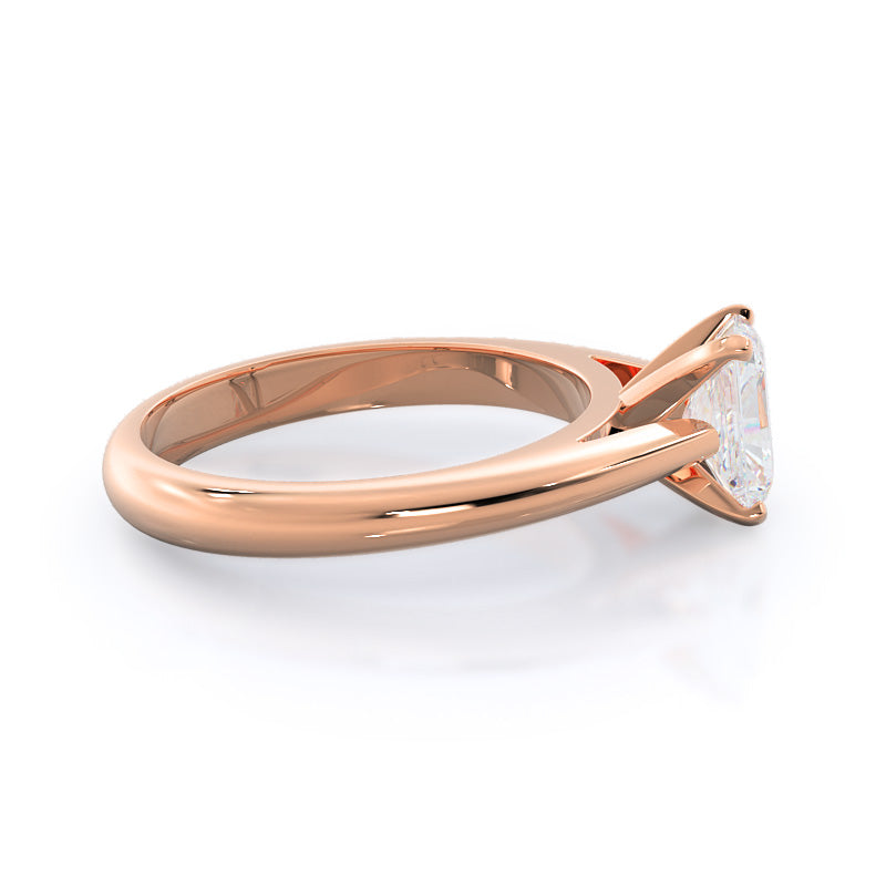 Radiant Cut Tapered Cathedral Solitaire Engagement Ring with Lab Grown Diamond in 14KT Rose Gold view 3
