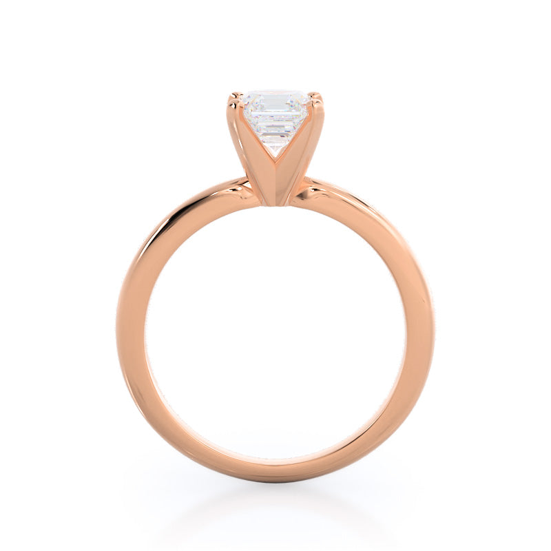 Fine Classic Four Prong Solitaire Diamond Engagement Ring with Asscher Cut Diamond in 14KT Rose Gold view 4

