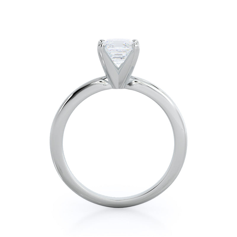 Fine Classic Four Prong Solitaire Diamond Engagement Ring with Asscher Cut Diamond in 14KT Platinum view 4
