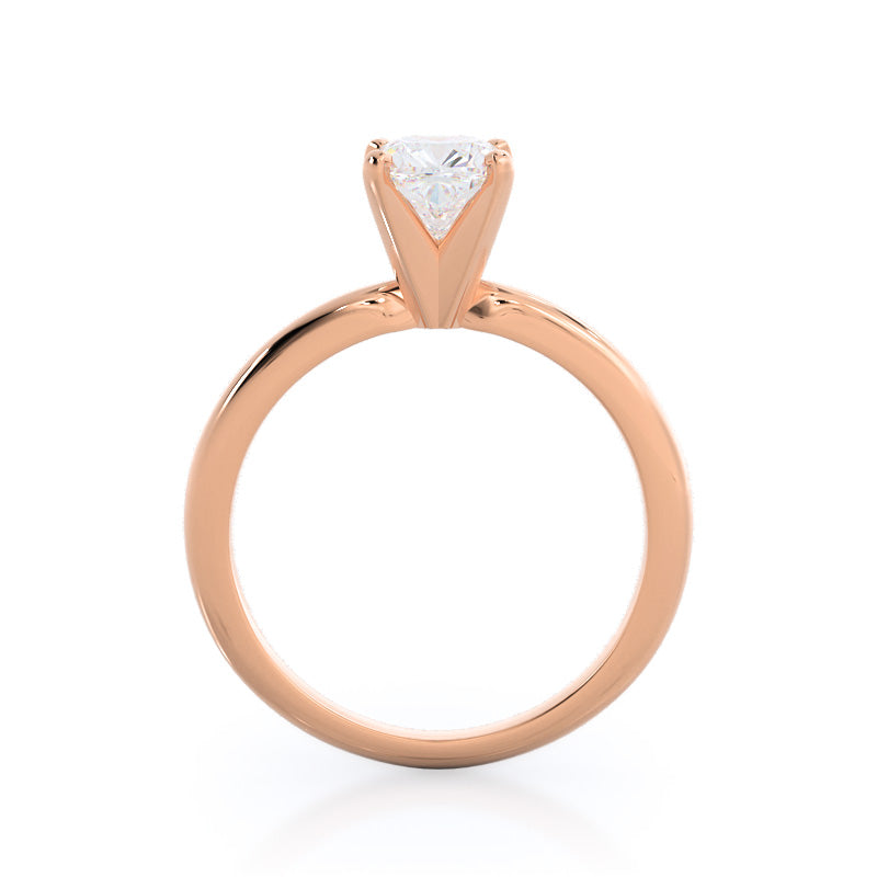 Fine Classic Four Prong Solitaire Diamond Engagement Ring with Cushion Cut Diamond in 14KT Rose Gold view 4
