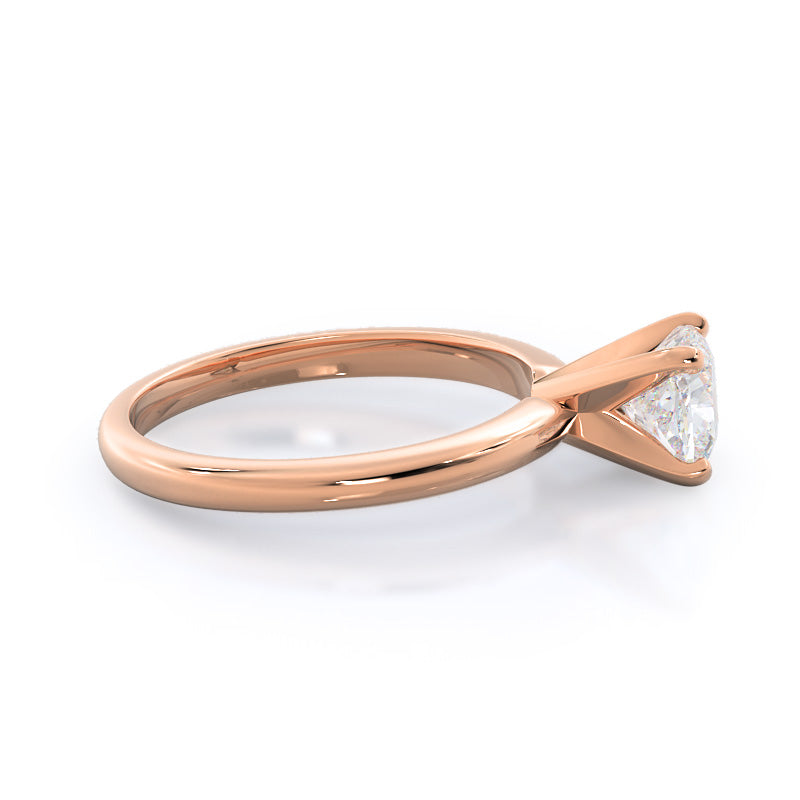 Fine Classic Four Prong Solitaire Diamond Engagement Ring with Cushion Cut Diamond in 14KT Rose Gold view 5
