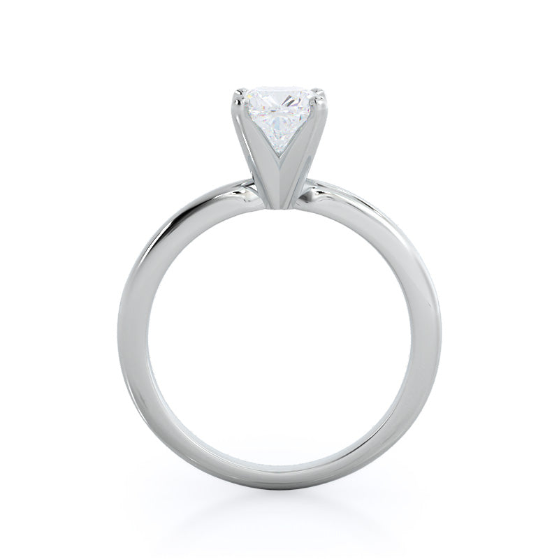 Fine Classic Four Prong Solitaire Diamond Engagement Ring with Cushion Cut Diamond in 14KT Platinum view 4
