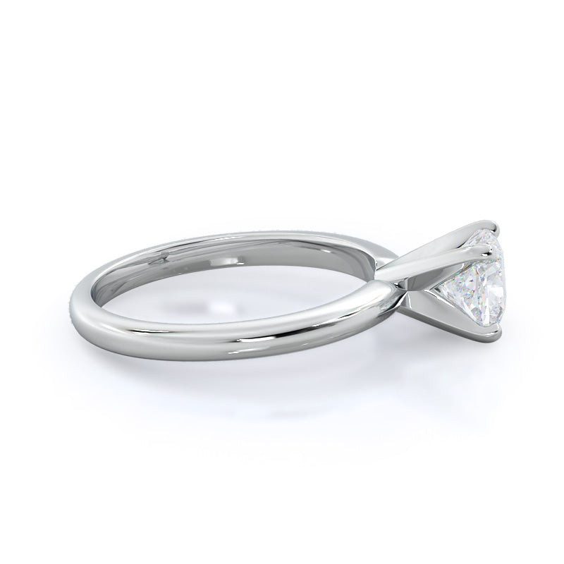 Fine Classic Four Prong Solitaire Diamond Engagement Ring with Cushion Cut Diamond in 14KT Platinum view 5
