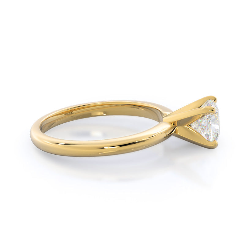 Fine Classic Four Prong Solitaire Diamond Engagement Ring with Cushion Cut Diamond in 14KT Yellow Gold view 5
