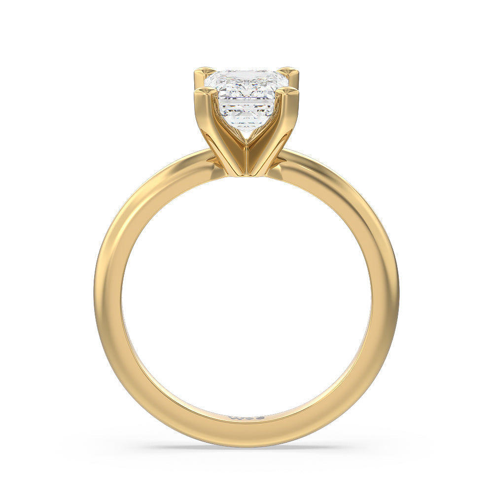 Fine Classic Four Prong Solitaire Diamond Engagement Ring with Emerald Cut Diamond in 14KT Yellow Gold view 4
