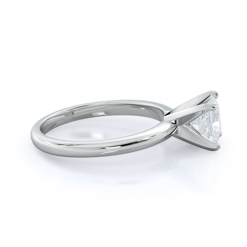 Fine Classic Four Prong Solitaire Diamond Engagement Ring with Princess Cut Diamond in 14KT Platinum view 5
