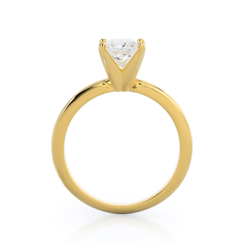 Fine Classic Four Prong Solitaire Diamond Engagement Ring with Princess Cut Diamond in 14KT Yellow Gold view 4
