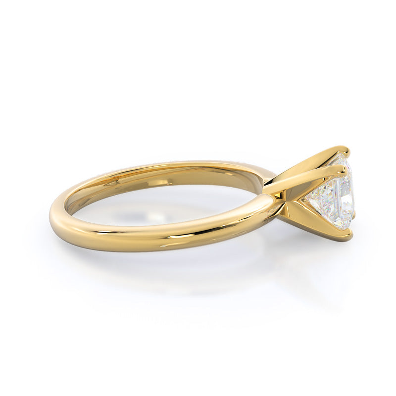 Fine Classic Four Prong Solitaire Diamond Engagement Ring with Princess Cut Diamond in 14KT Yellow Gold view 5
