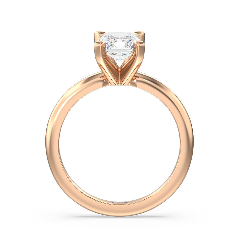 Fine Classic Four Prong Solitaire Diamond Engagement Ring with Radiant Cut Diamond in 14KT Rose Gold view 4
