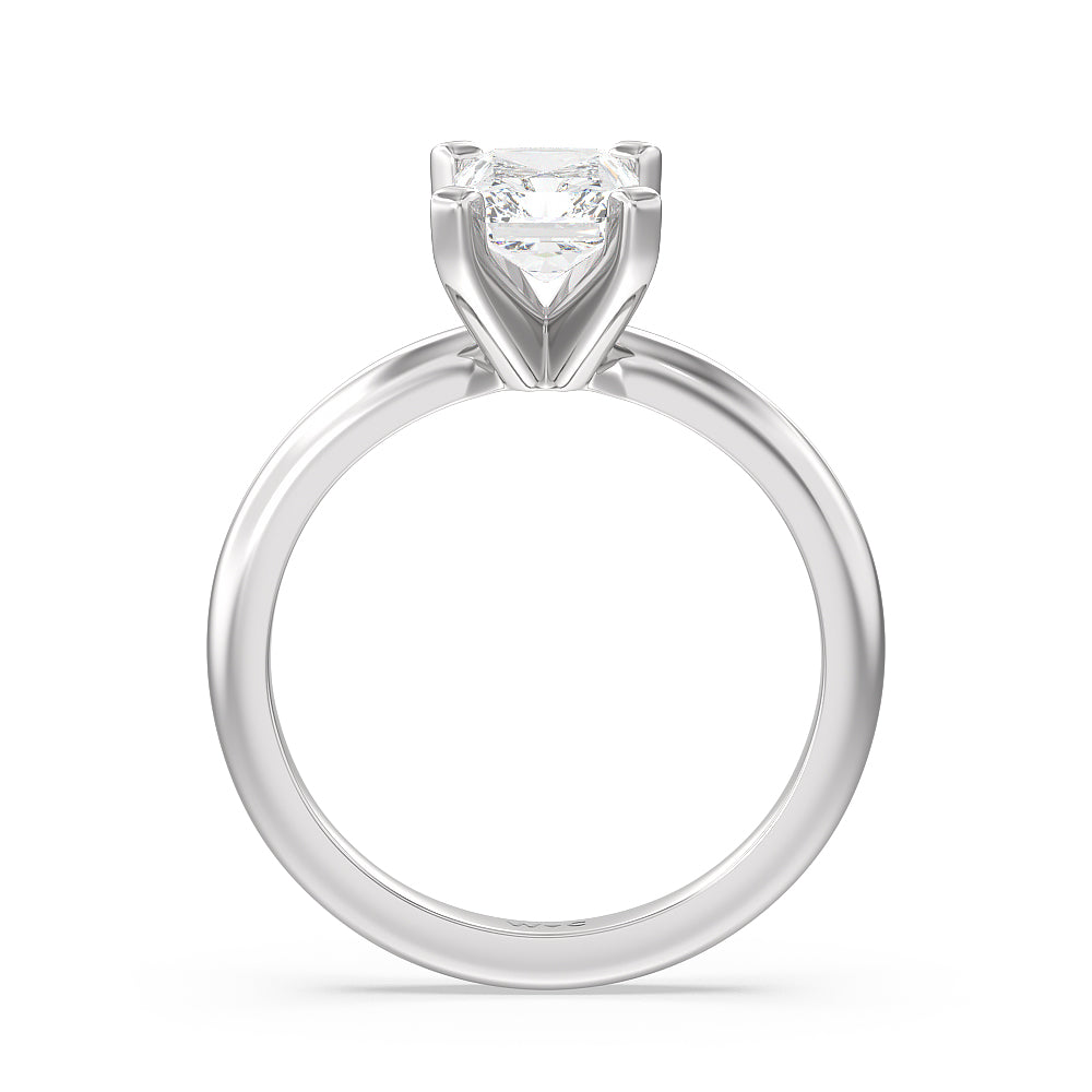 Fine Classic Four Prong Solitaire Diamond Engagement Ring with Radiant Cut Diamond in 14KT Platinum view 4
