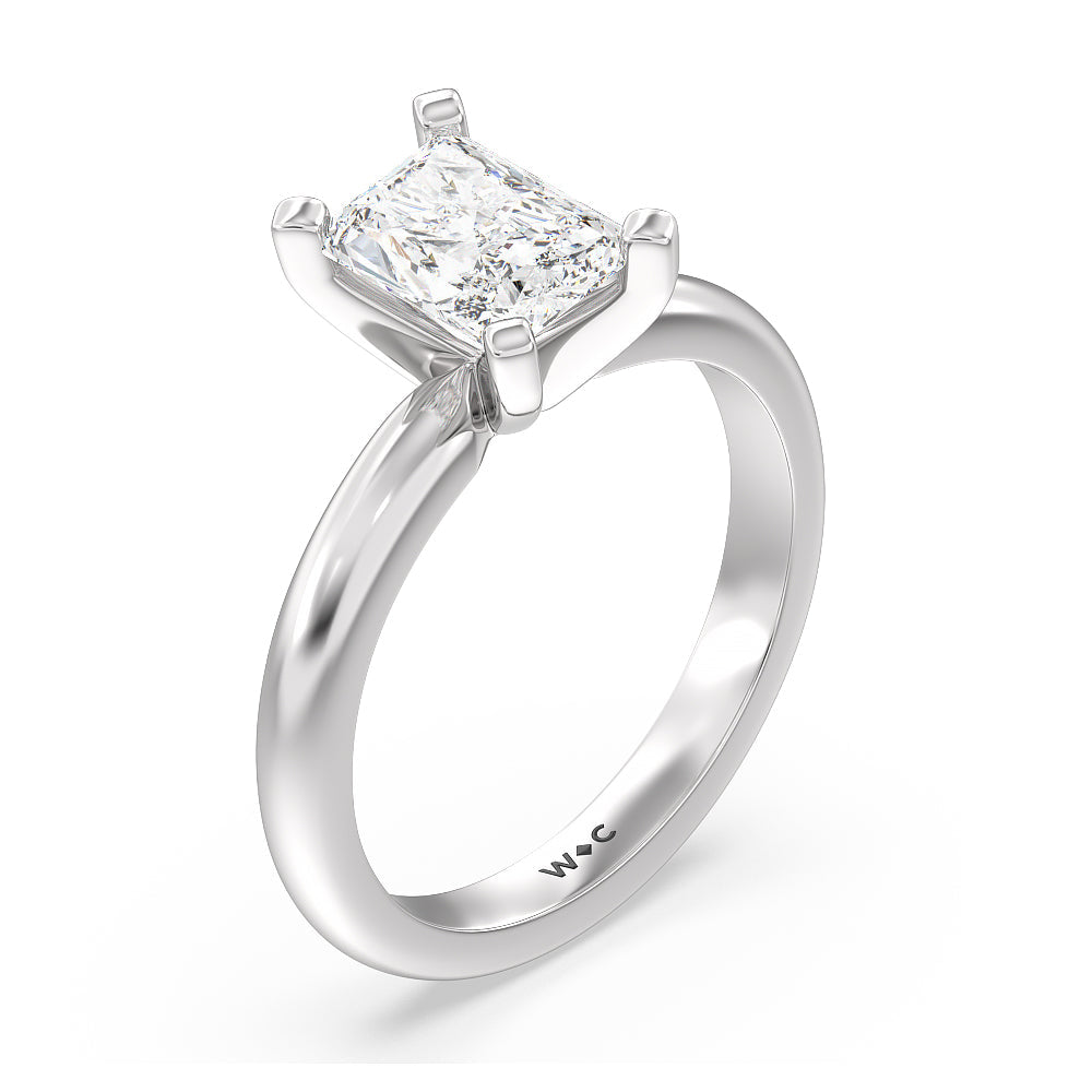 Fine Classic Four Prong Solitaire Diamond Engagement Ring with Radiant Cut Diamond in 14KT Platinum view 5
