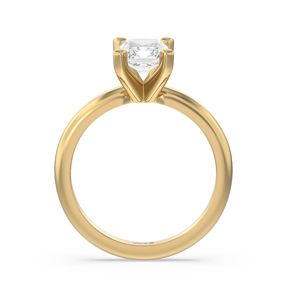 Fine Classic Four Prong Solitaire Diamond Engagement Ring with Radiant Cut Diamond in 14KT Yellow Gold view 4
