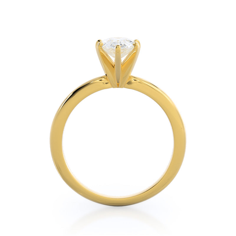 Pear Cut Classic Six Prong Solitaire Diamond Engagement Ring with Lab Grown Diamond in 14KT Yellow Gold view 3
