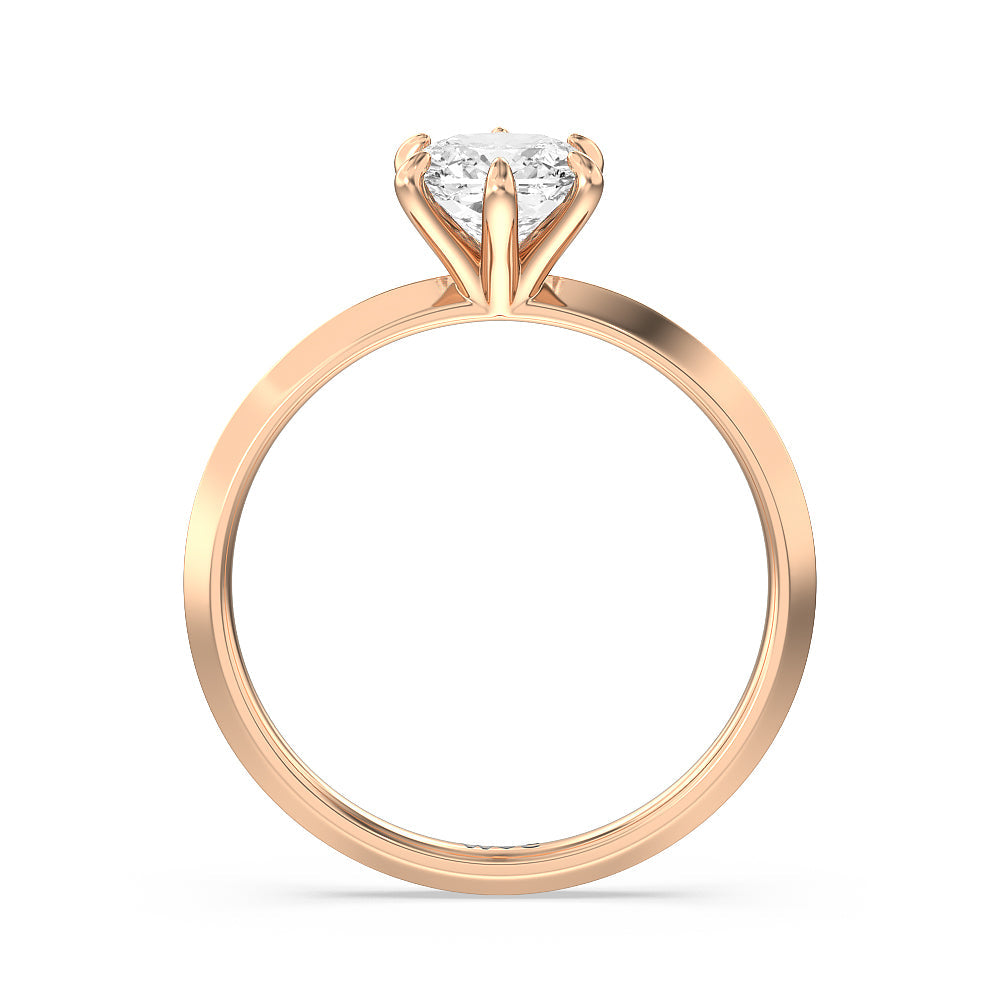 Cushion Cut Six Prong Knife Edge Petite Engagement Ring (E+ VVS+) with Lab Grown Diamond in 14KT Rose Gold view 2
