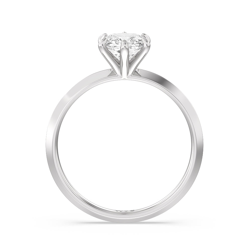 Cushion Cut Six Prong Knife Edge Petite Engagement Ring (E+ VVS+) with Lab Grown Diamond in 14KT Platinum view 2
