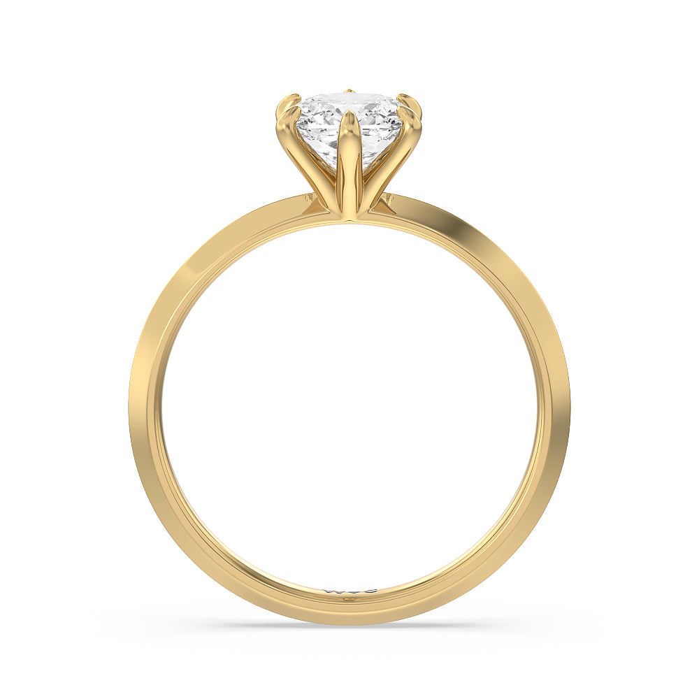 Cushion Cut Six Prong Knife Edge Petite Engagement Ring (E+ VVS+) with Lab Grown Diamond in 14KT Yellow Gold view 2
