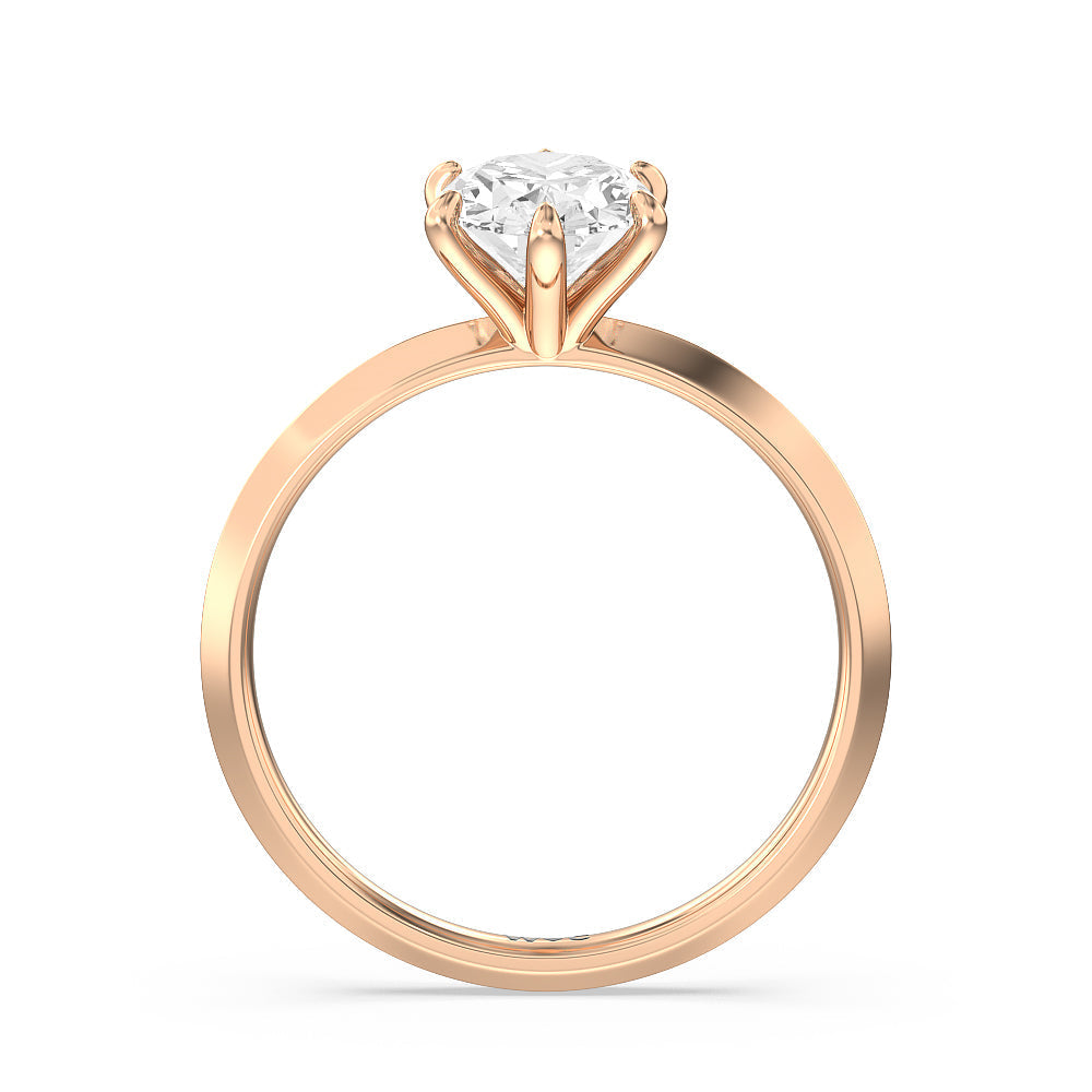 Six Prong Knife Edge Petite Engagement Ring with Oval Cut Diamond in 14KT Rose Gold view 3
