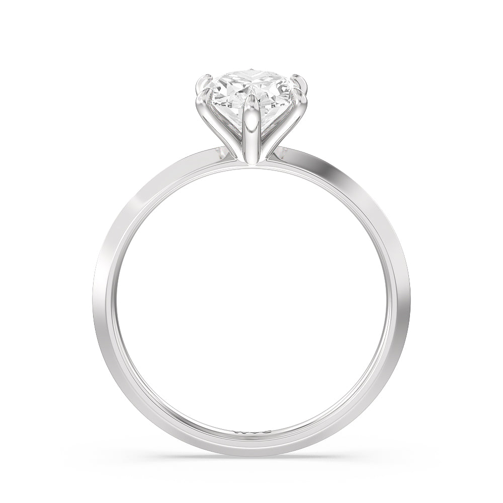Oval Cut Six Prong Knife Edge Petite Engagement Ring (E+ VVS+) with Lab Grown Diamond in 14KT Platinum view 2
