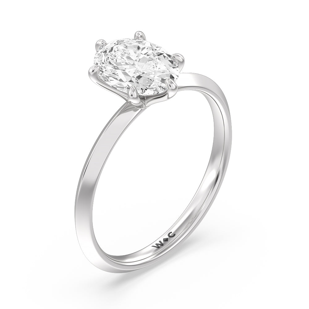 Oval Cut Six Prong Knife Edge Petite Engagement Ring (E+ VVS+) with Lab Grown Diamond in 14KT Platinum view 3
