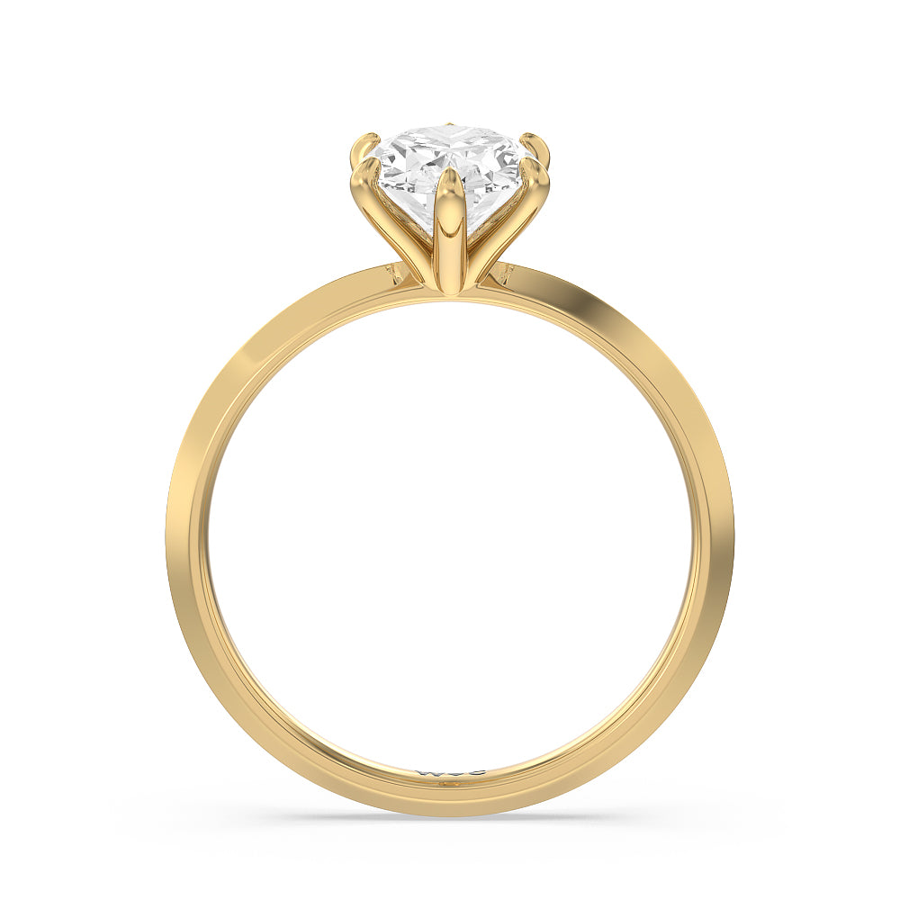Six Prong Knife Edge Petite Engagement Ring with Oval Cut Diamond in 14KT Yellow Gold view 3

