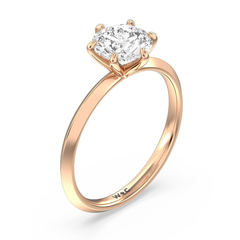 Round Cut Six Prong Knife Edge Petite Engagement Ring (E+ VVS+) with Lab Grown Diamond in 14KT Rose Gold view 3
