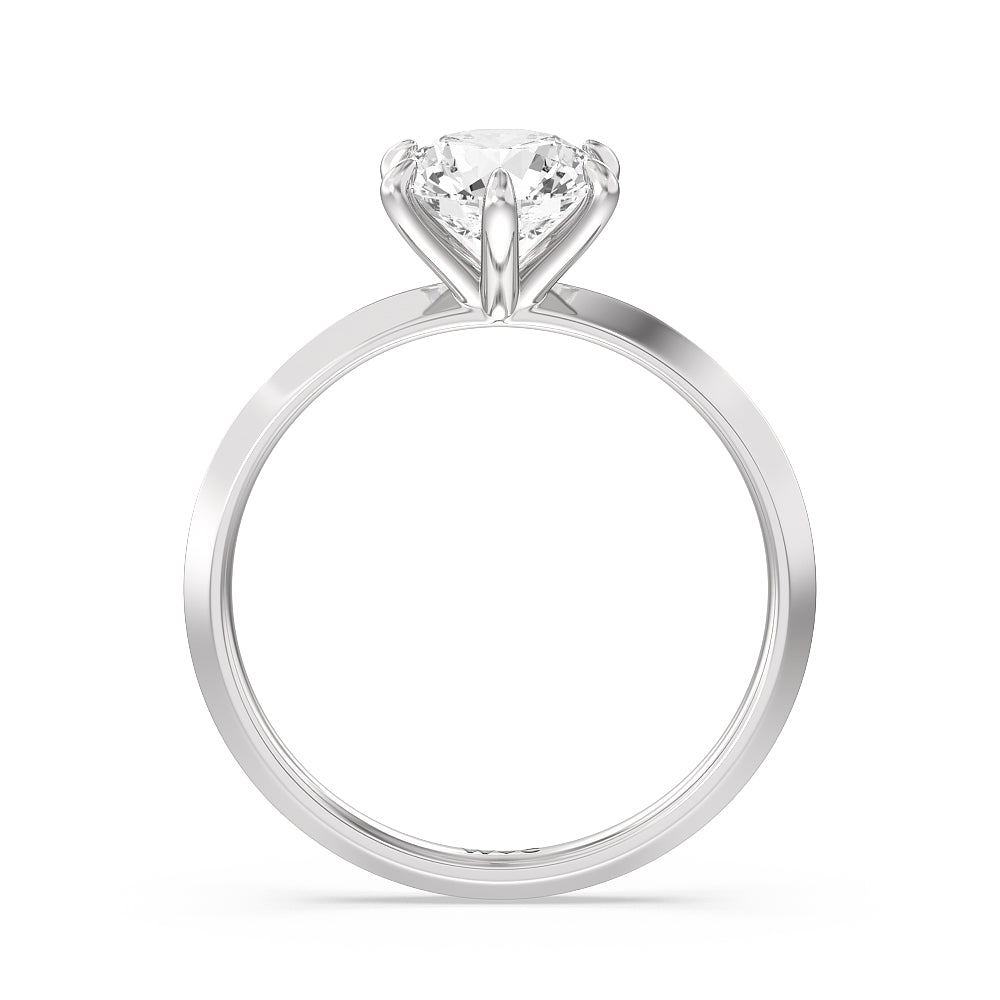 Round Cut Six Prong Knife Edge Petite Engagement Ring (E+ VVS+) with Lab Grown Diamond in 14KT Platinum view 2

