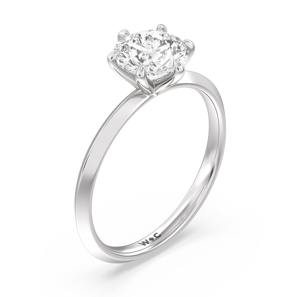 Round Cut Six Prong Knife Edge Petite Engagement Ring (E+ VVS+) with Lab Grown Diamond in 14KT Platinum view 3

