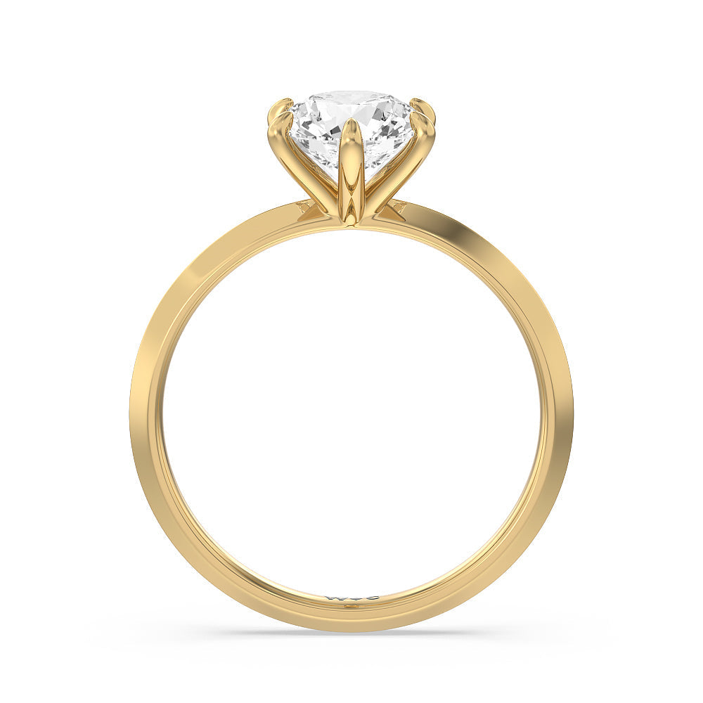 Round Cut Six Prong Knife Edge Petite Engagement Ring (E+ VVS+) with Lab Grown Diamond in 14KT Yellow Gold view 2
