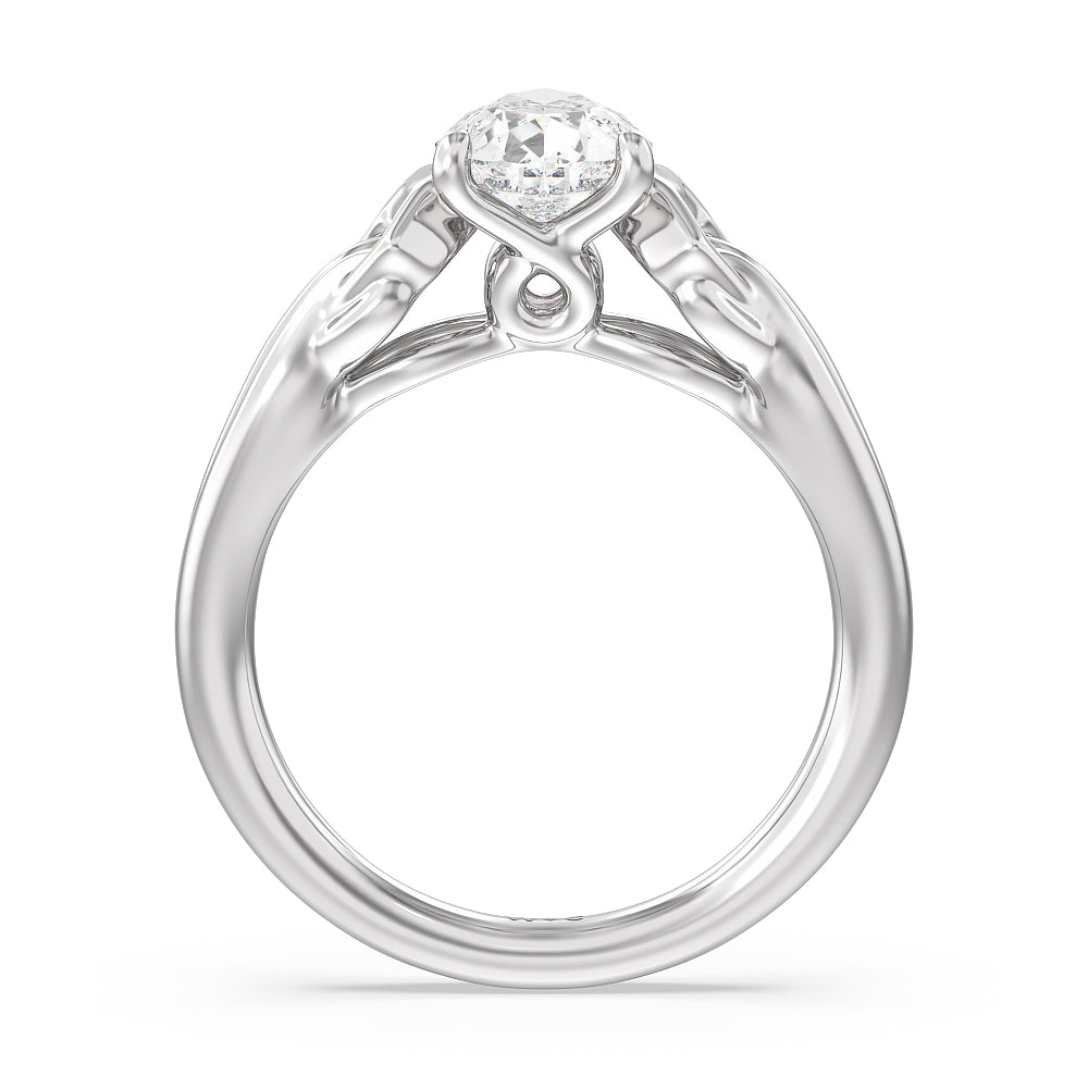 Vintage Celtic Interlaced Solitaire Engagement Ring with Pear Cut Diamond in 14KT Platinum view 2
