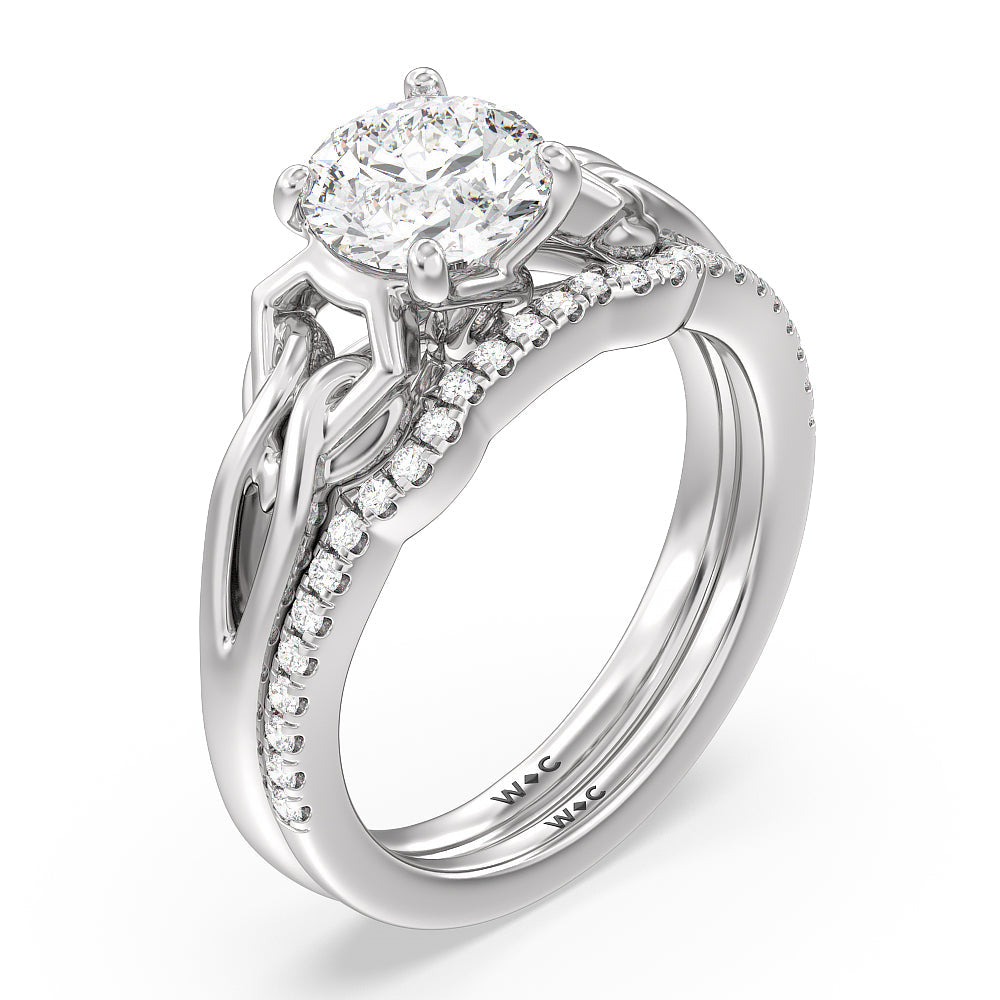 Vintage Celtic Interlaced Solitaire Engagement Ring with Cushion Cut Diamond in 14KT Rose Gold view 4
