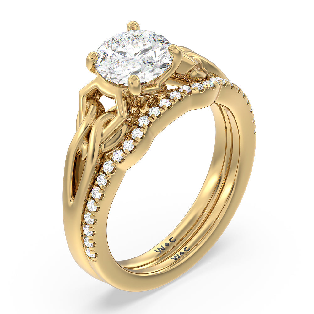Vintage Celtic Interlaced Solitaire Engagement Ring with Cushion Cut Diamond in 14KT Rose Gold view 5

