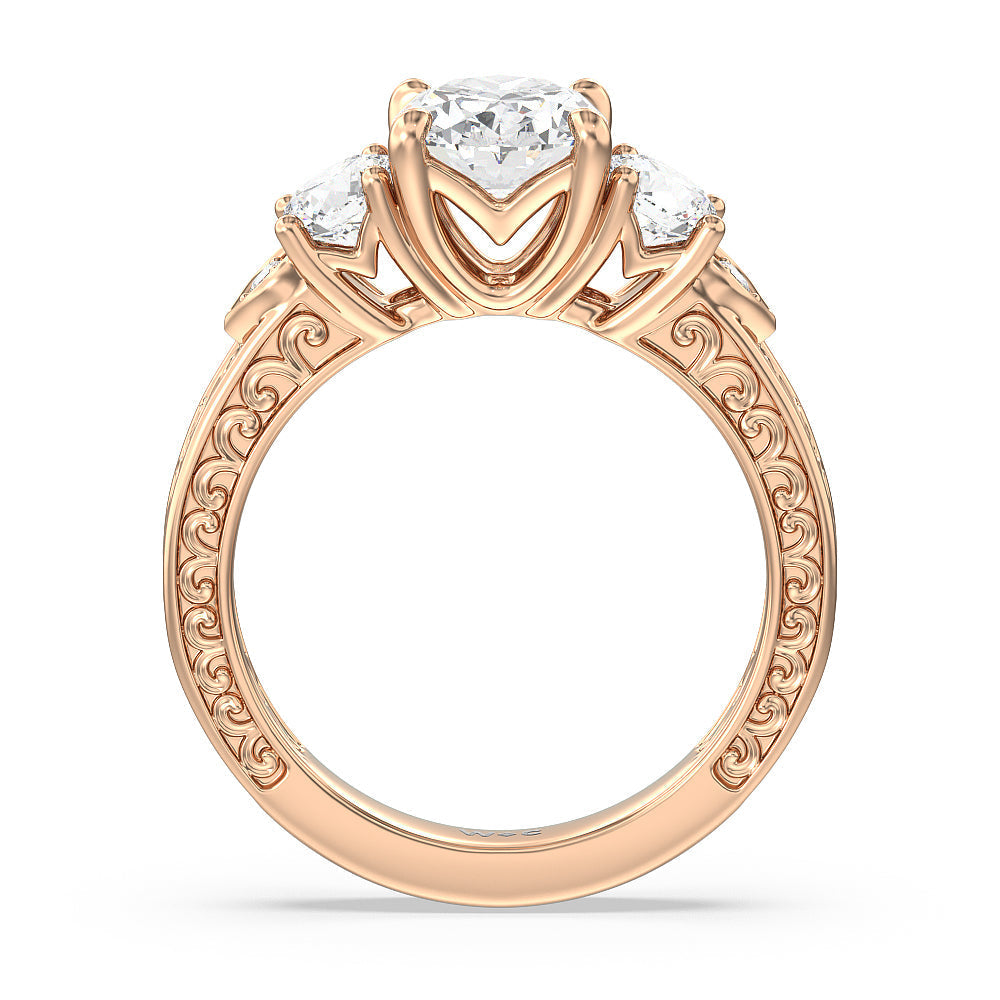 Oval Cut The Seraphine Tulip Three Stone Ring with Lab Grown Diamond in 14KT Rose Gold view 3
