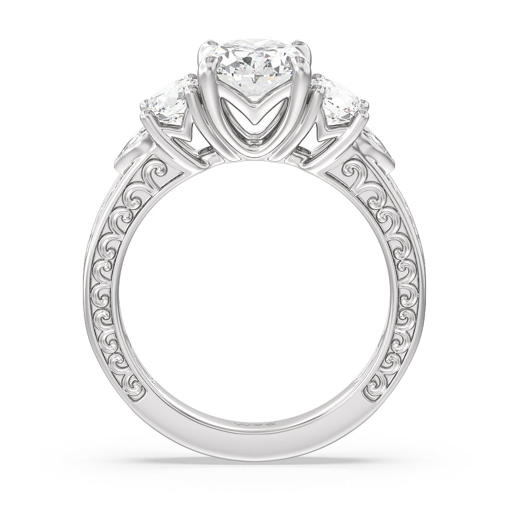 Oval Cut The Seraphine Tulip Three Stone Ring with Lab Grown Diamond in 14KT Platinum view 3
