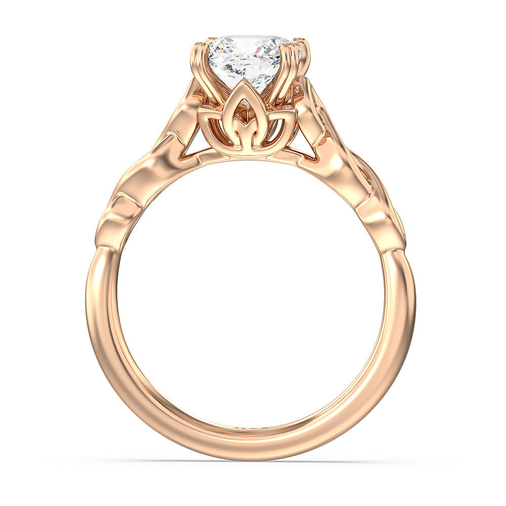 Cushion Cut Vintage Celtic Twist Engagement Ring with Lab Grown Diamond in 14KT Rose Gold view 2
