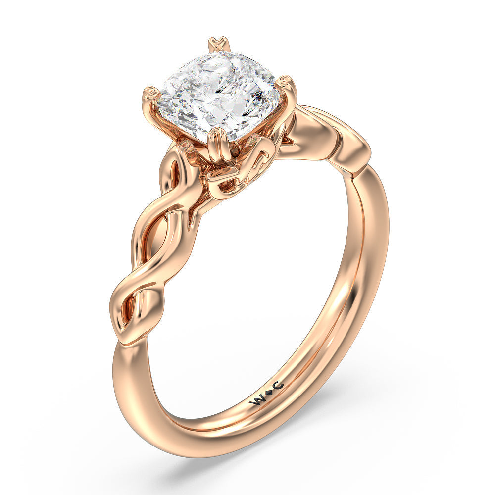 Cushion Cut Vintage Celtic Twist Engagement Ring with Lab Grown Diamond in 14KT Rose Gold view 3
