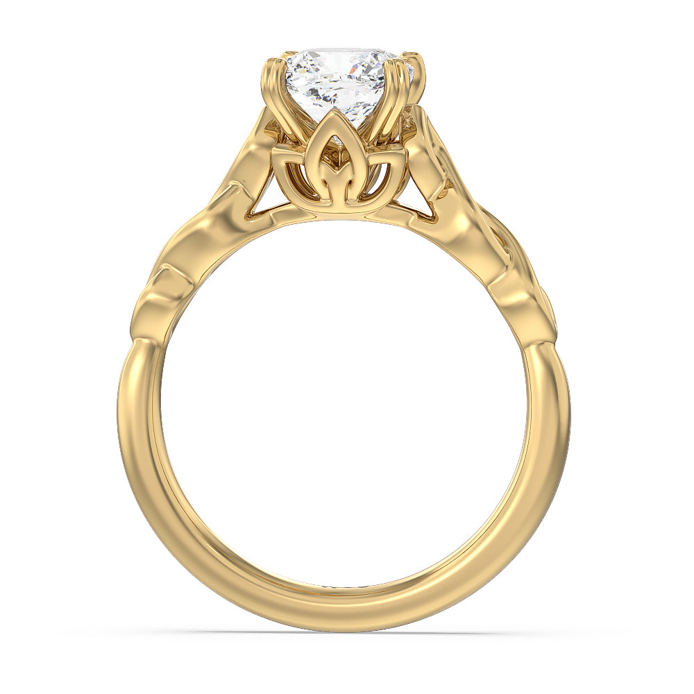 Cushion Cut Vintage Celtic Twist Engagement Ring with Lab Grown Diamond in 14KT Yellow Gold view 2
