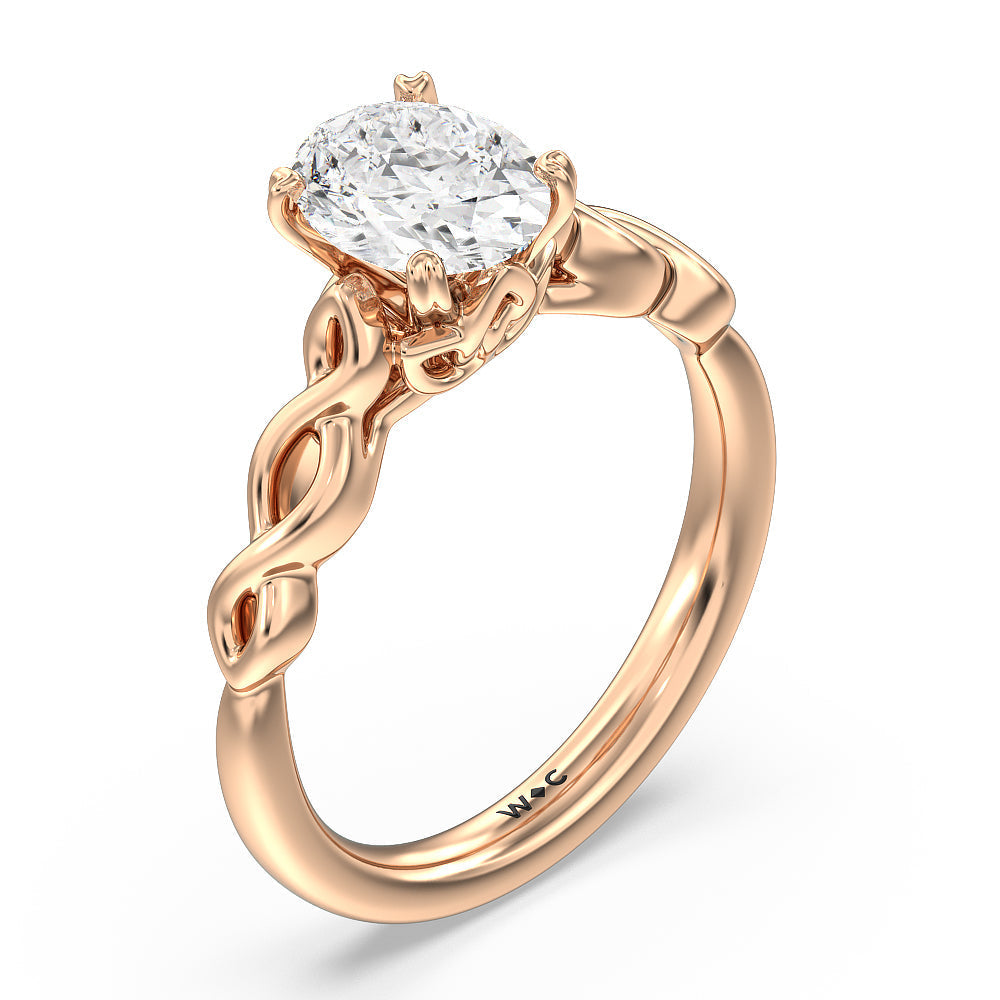 Oval Cut Vintage Celtic Twist Engagement Ring with Lab Grown Diamond in 14KT Rose Gold view 3
