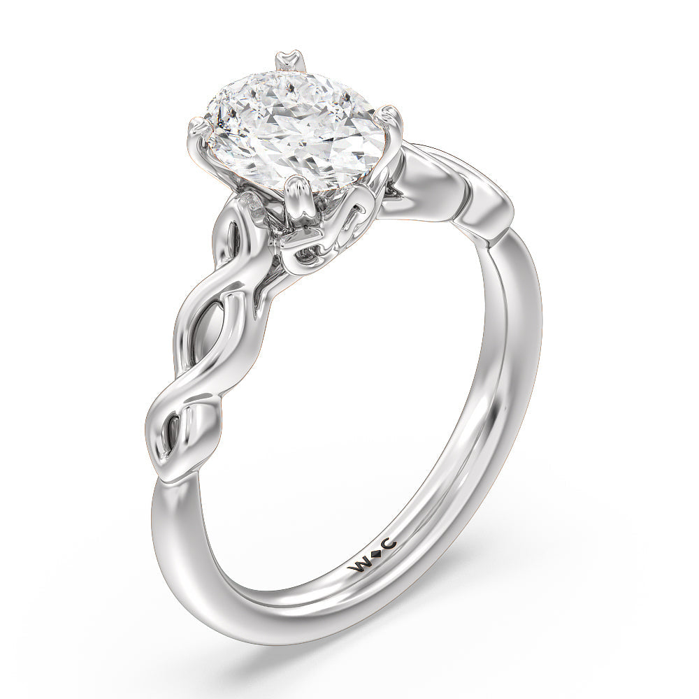 Oval Cut Vintage Celtic Twist Engagement Ring with Lab Grown Diamond in 14KT Platinum view 3
