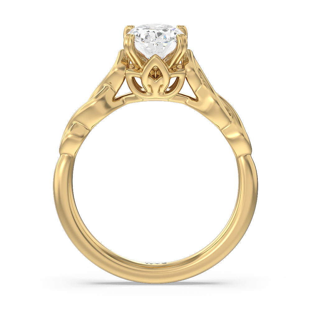Oval Cut Vintage Celtic Twist Engagement Ring with Lab Grown Diamond in 14KT Yellow Gold view 2
