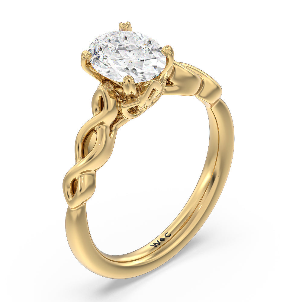 Oval Cut Vintage Celtic Twist Engagement Ring with Lab Grown Diamond in 14KT Yellow Gold view 3
