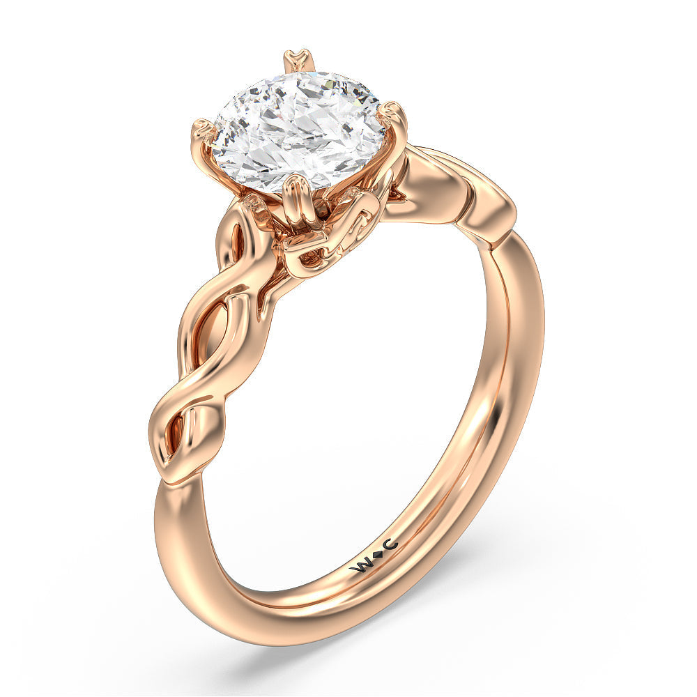 Round Cut Vintage Celtic Twist Engagement Ring with Lab Grown Diamond in 14KT Rose Gold view 3
